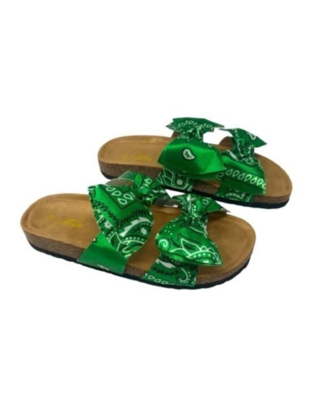 NWT | Mata Shoes Women's Green & Cream Bandanna Sandals Size 7.5